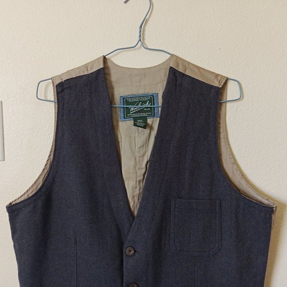 Men's M Medium Woolrich Ruxton Slate Gray Wool Vest 18402 Buttons 3 pockets - Picture 5 of 15